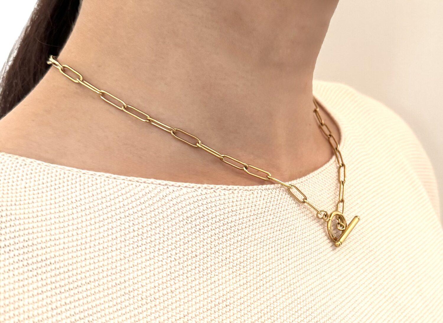 stoork(ストーク)のOval Chain Necklaceゴールドを着用2
