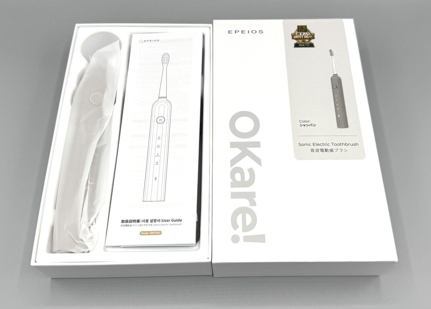EPEIOS(エペイオス)の音波電動歯ブラシ OKare ET003のパッケージ２