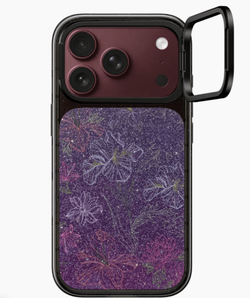 CASETiFYのグリッター背面(パープル)のインパクト リングスタンド ケース