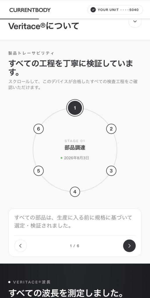 カレントボディ Veritaceで確認できる製造工程の画面